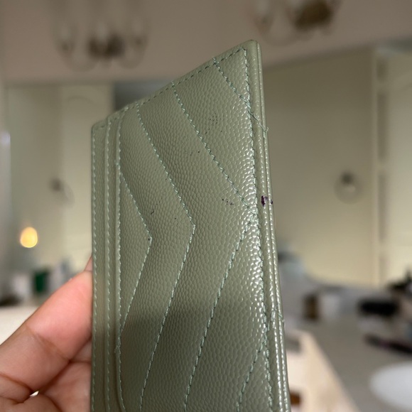 Yves Saint Laurent Olive Card Holder with Gold Logo - Picture 3 of 5